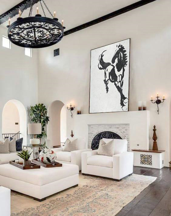 Xl Large Canvas Art,Black And White Minimal Painting On Canvas - Modern Paintings On Canvas